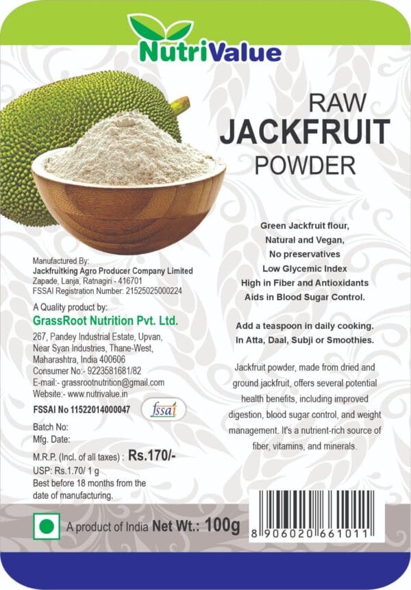 NutriValue Raw Jackfruit Powder (100g) | Low Glycemic Index | Healthy Cooking Ingredient