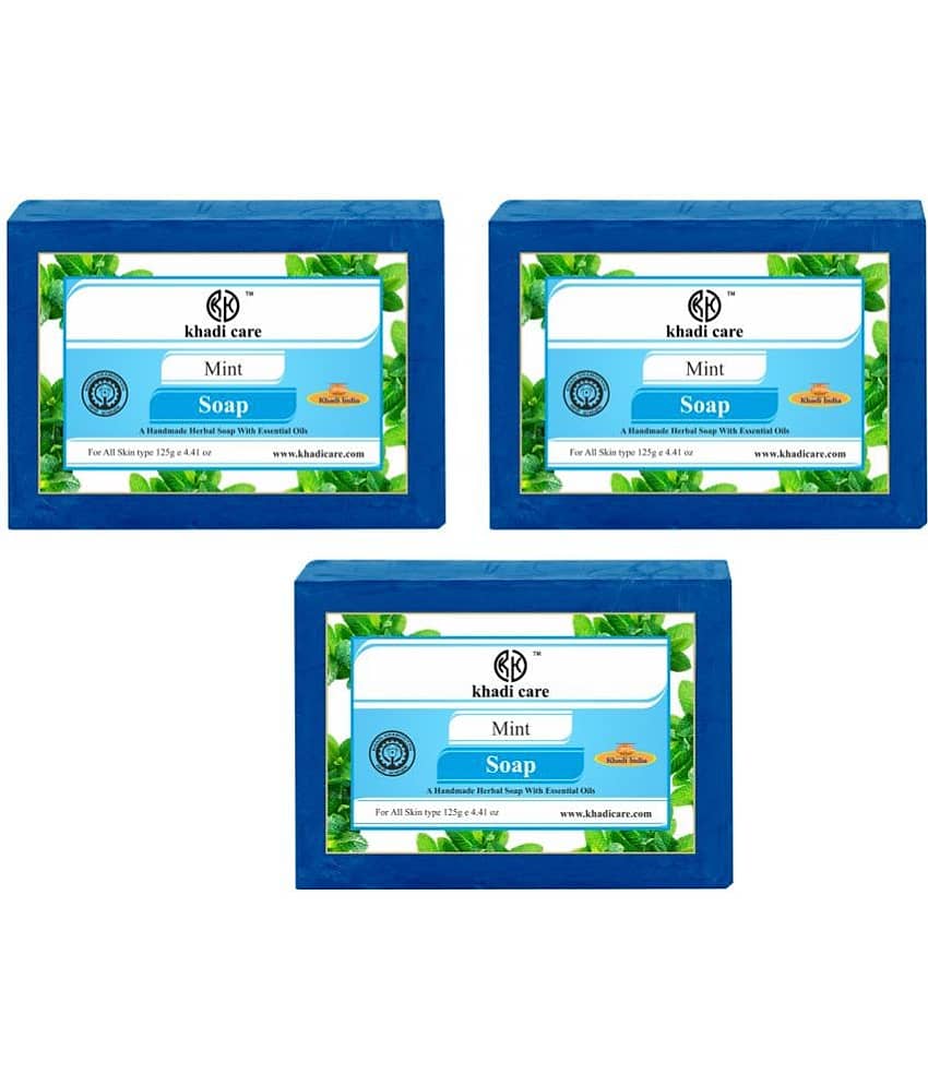 Khadi Care Herbal Mint Soap (125g Each) Pack of 3