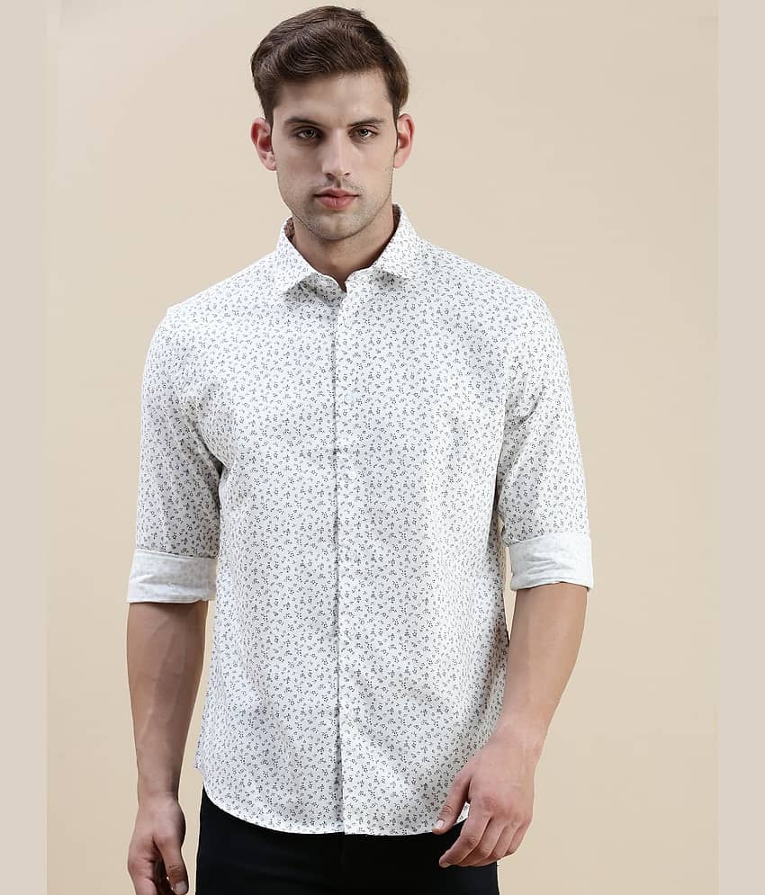 Showoff Cotton Blend Regular Fit Printed Full Sleeves Men's Casual Shirt - White ( Pack of 1 )