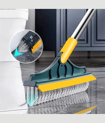 Bathroom Cleaning Brush with Wiper Upgraded 3 in 1 Tiles, Bathroom with Long Handle 180°/ Floor Cleaning Accessories