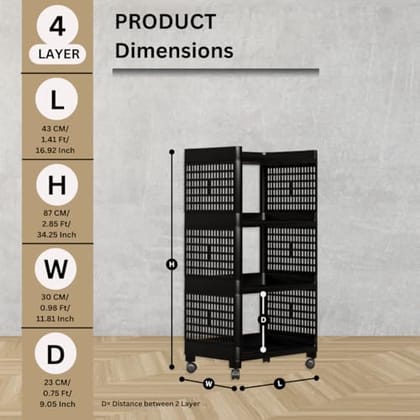 Multipurpose 4 Tier Storage Rack with Wheels