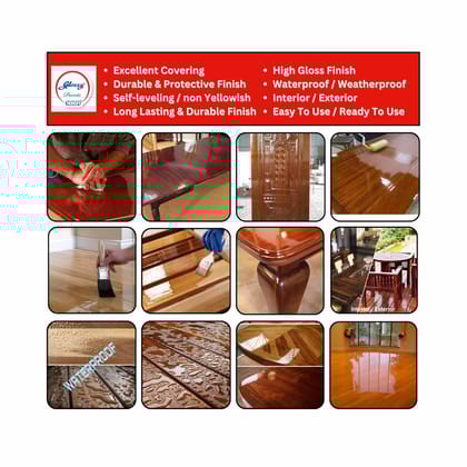 Glossy Tuff Wood Polyurethane Clear Wood Finish, Interior and Exterior Surface Protection, 200 ml, Pack of 2