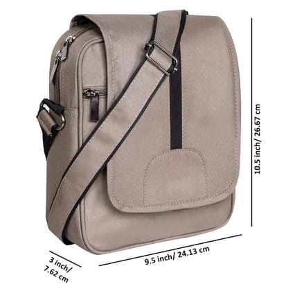 Mink Grey Casual PVC Coated Matty Fabric Cross Body Sling Bag For Men SL10