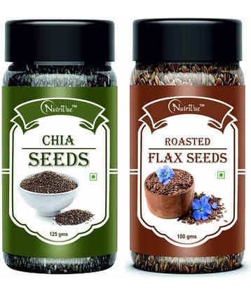 NUTRIVUE Chia Seeds & Roasted Flax Seeds 250 gm Pack of 2