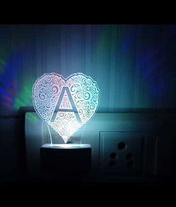 DIONA Night Lamp A Alphabet Heart Shape Home Decor Bedroom, Living Room
