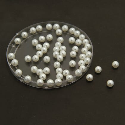 CCB Plastic No Hole Beads 6 MM (200 Pieces, 25 GMs Wt) Off White Round For Embroidery Sewing Art Crafts Decoration Jewellery Making-25 Grams (200 Pieces)