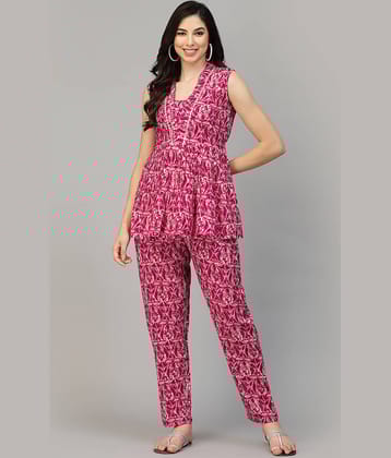 Stylum Women Embellished Top With Trousers Co-Ord Set ( Pink )