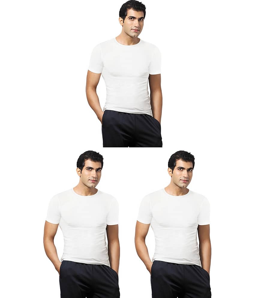 VIP Pack of 3 Cotton Basic Vest For Men ( White )