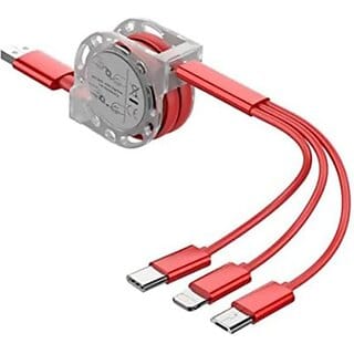 TecSox Micro USB Cable 1 m T-3in1cable-R1 (Compatible with Mobile, Laptop, Tablet, Mp3, Gaming Device, Red)
