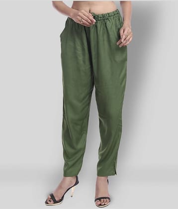 Lee Moda - Green Rayon Flared Fit Women's Casual Pants  ( Pack of 1 )