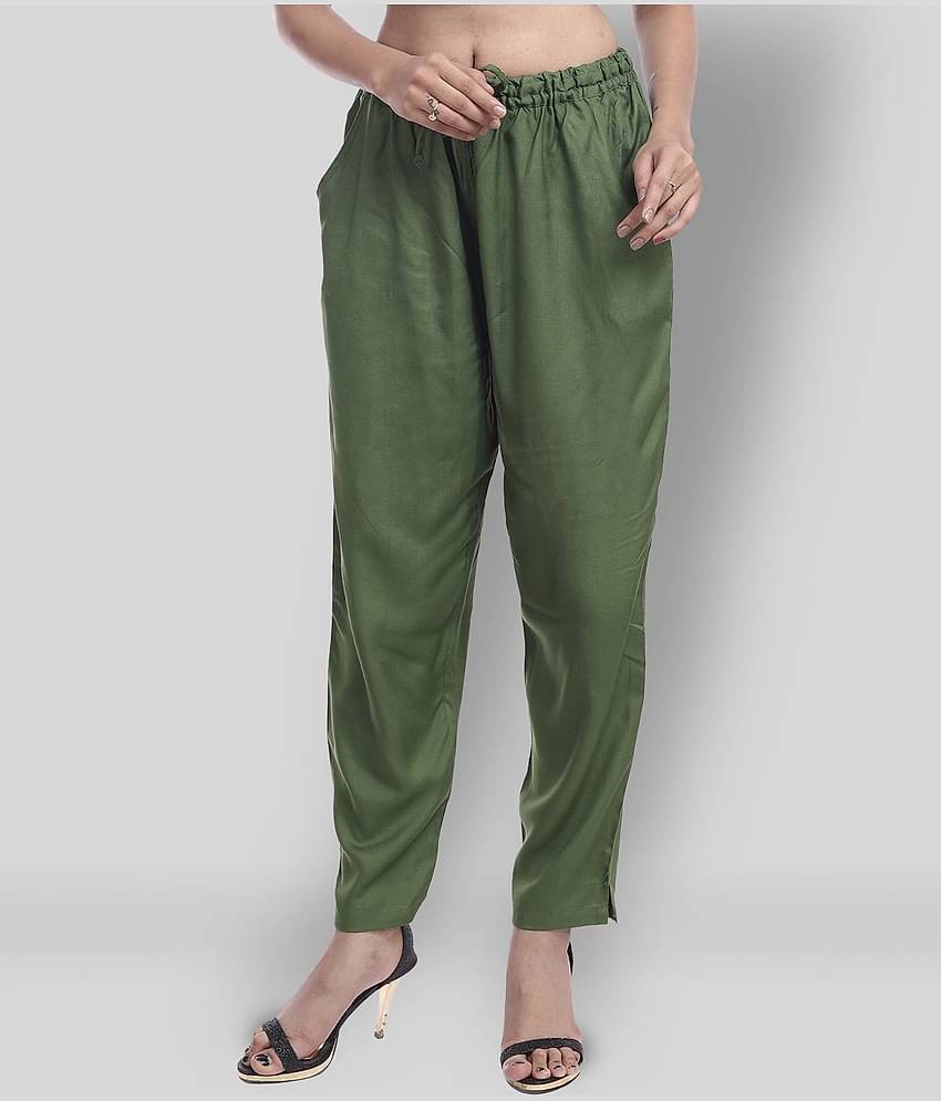 Lee Moda - Green Rayon Flared Fit Women's Casual Pants  ( Pack of 1 )