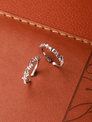925 Sterling Silver Sparkling Stars CZ Studded  Adustable Pair of Toe Rings