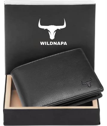 WILDNAPA 100% Leather Solid Men's Regular Wallet With 8 Slots For Card ( Black , Pack of 1 )