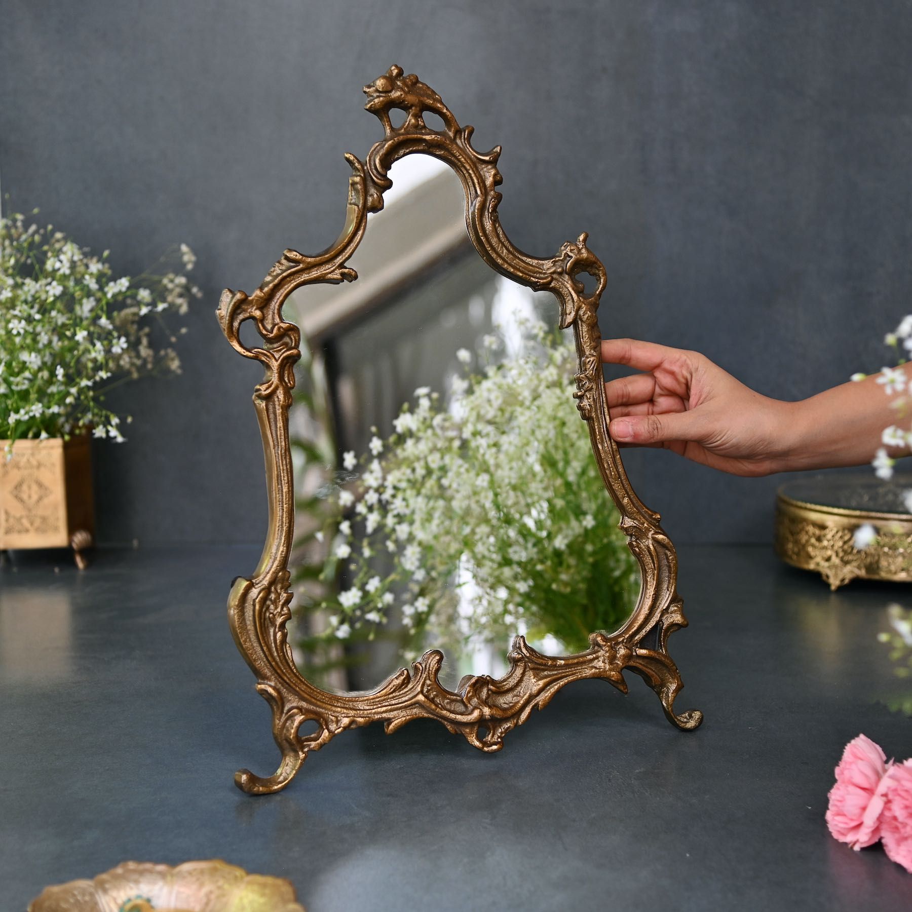 Baroque Tabletop Mirror Gold