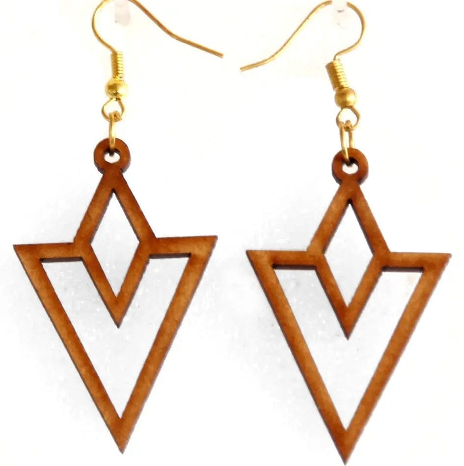 Geometric Wooden Earrings - Lightweight and Stylish