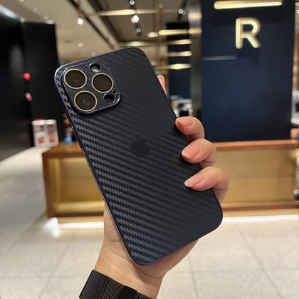 iPhone 14 Pro Cover : New Carbon Fiber Pattern AG Glass Case with Camera Lens Protection-Deep Purple