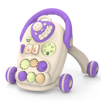 Chanak Happy Feet Baby Walker for 9+ Months, Adjustable Speed, Anti-Slip Wheels, Music & Activity Center, BPA-Free, Stable Design with Water Tank, Interactive Push Walker for Baby Boys & Girls-Purple