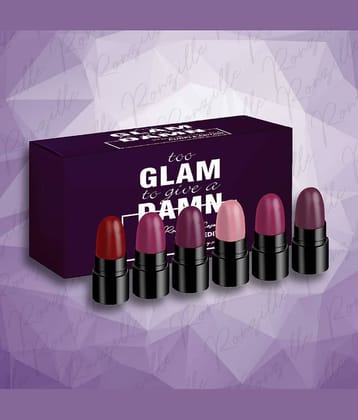 Ronzille6 Pcs Too Glam To Give A Damn Matte Bullet Lipsticks 1G Each - Nude Edition