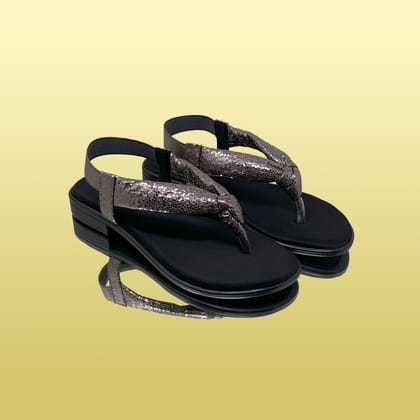 Black Metallic Knot Sandals-Black / 36