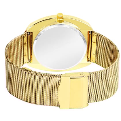 Gold Intermesh Steel Strap Analog Watch for Men LR140