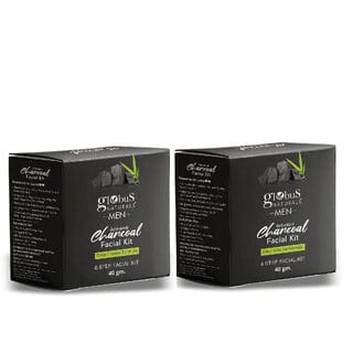 Globus Naturals AntiPollution Charcoal Men 6 Step Facial Kit For Oil Control  Blackhead Removal Suitable For Oily  Acne Prone Skin 40gm Set of 2