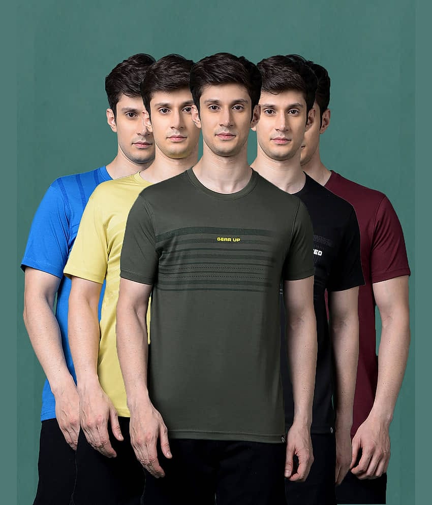 Dollar Men Cotton Blend Regular Fit Printed T-Shirt ( Multicolor )