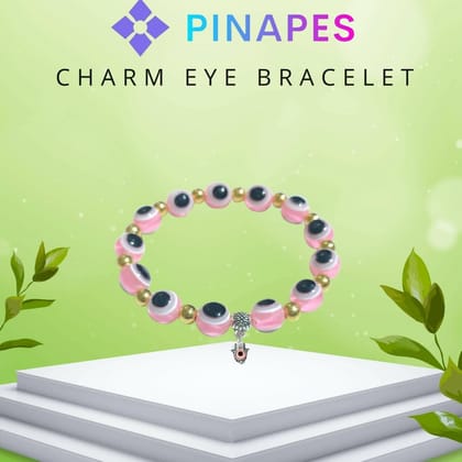 Pinapes Stylish Evil Eye Bracelet Light Pink - Pack of 2