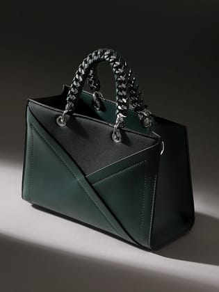 The Overlap-Chainlink Hand Bag - Emerald Green-Hand Bag