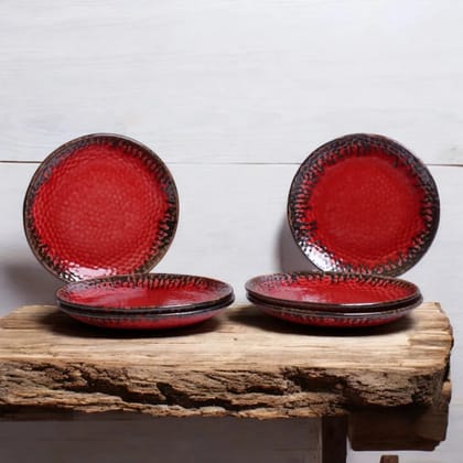 Crimson Ember Dinner Plates (Set of 6)