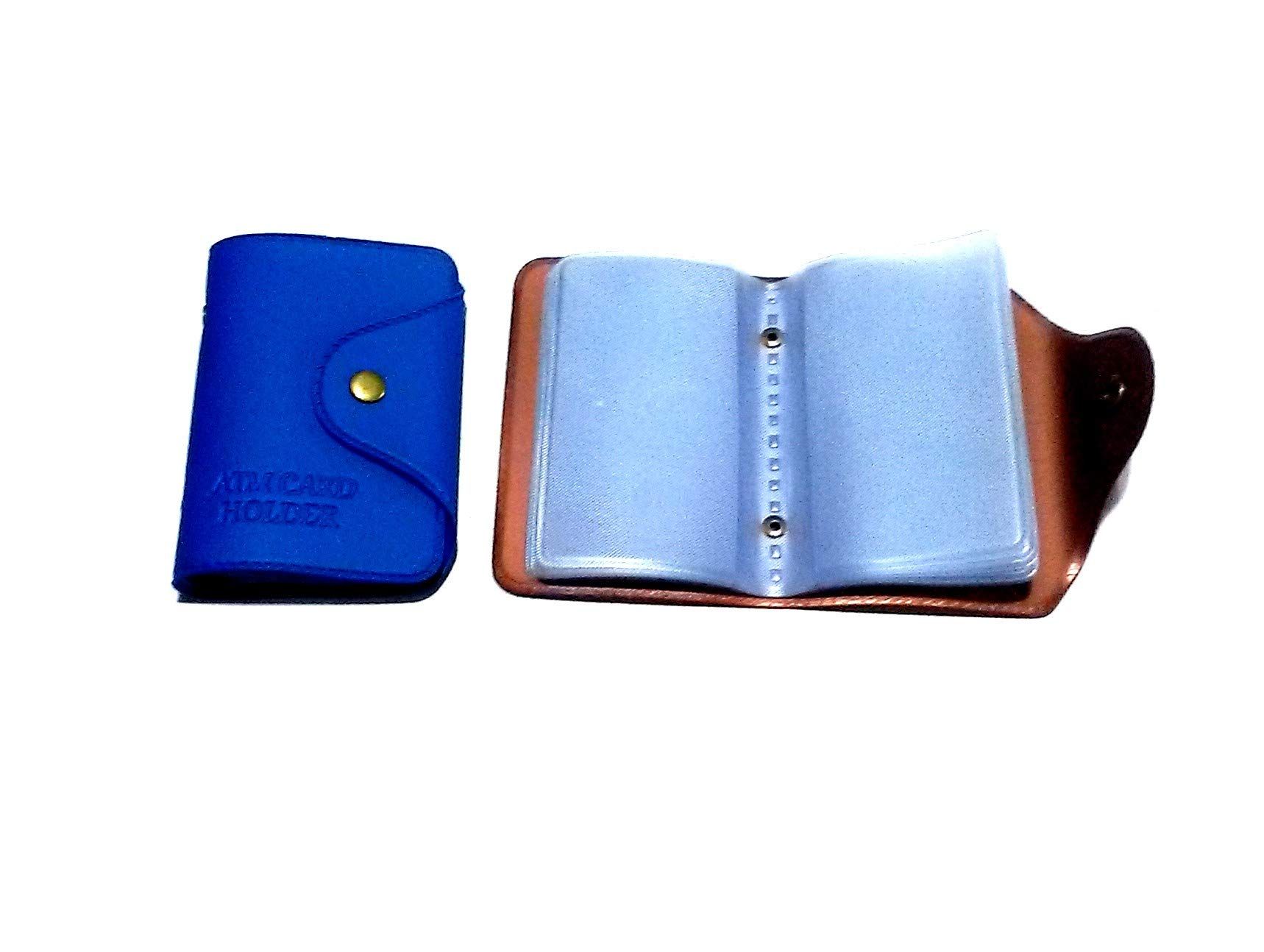 Nawani 2 Pic Stylish Pocket Sized Stitched Plastic Card Holder. 12 Transparent Pockets
