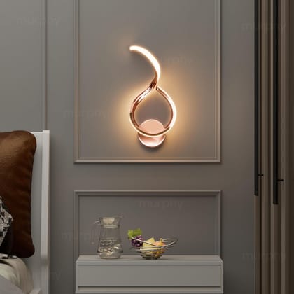 Murphy Luxora Elegant LED Wall Lamp for Home – 2 Years Warranty – Modern Aluminium Light with 3 Color Modes (Rose Gold)-Warm White / Pack of 1