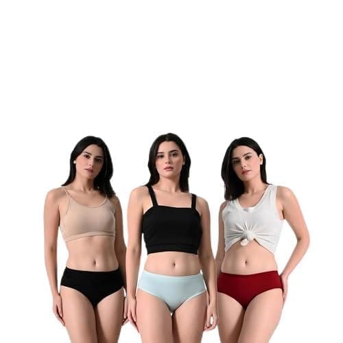 FAIROSTORE Women's Cotton Panties Comfortable Solid Panties Multicolor (L Size 90 cm) Panties (Pack of 3)