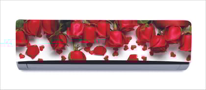 DreamKraft Decorative Beautiful Red Roses with White Background AC Sticker (Multicolor PVC Vinyl, 30cm X 91cm)