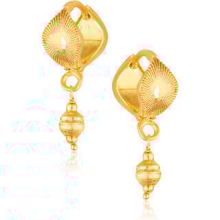 Filigree work Gold Plated alloy Hoop Earring Clip on fancy drop Bali Earring for Women and Girls