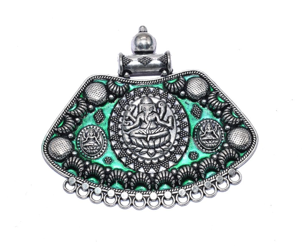 Silver Plated Enamelled Metal Pendant ,(75X83 MM) , BWEP-007-One Pcs / 75X83 MM / Silver