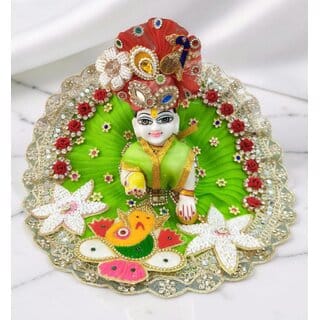 Handcrafted Green Dress with Turban for Laddu Gopal Ji  Elegant Devotional Wear