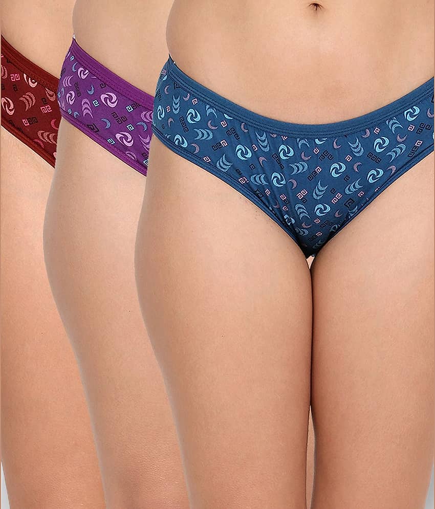 Elina Pack of 3 Cotton Printed Women's Briefs ( Multi Color )