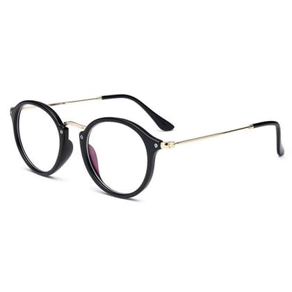 Dervin Zero Power Computer Bluelight Blocking Glasses For Men and Women | Blue Cut Computer Glasses | Anti Glare, Lightweight & Blocks Harmful Rays | Full Rim Round | 100% UV Protected-Black