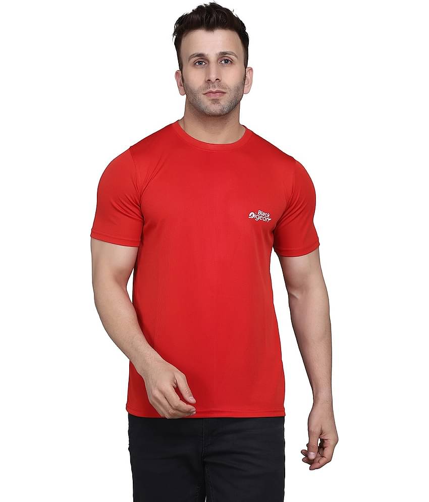 Black Pigeon Polyester Regular Fit Solid Half Sleeves Men's Round T-Shirt - Red ( Pack of 1 )