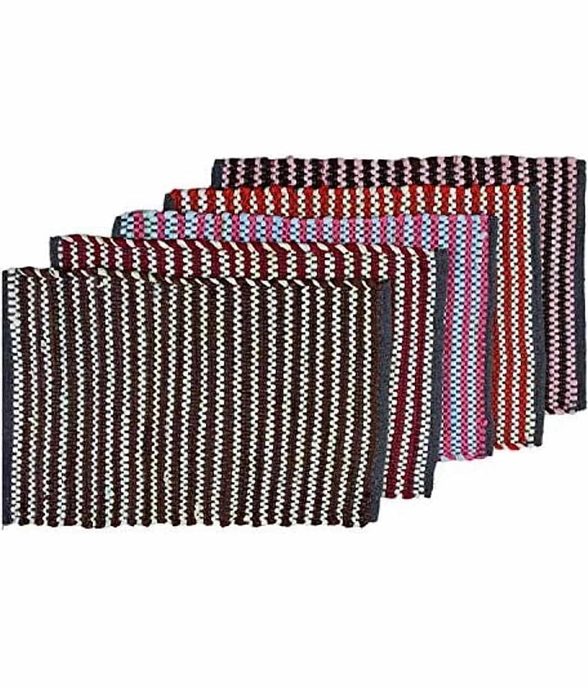 AMRO Beautility Needs - Regular Cotton Door Mat ( 40 X 60 cm ) Set of 5 - Multi