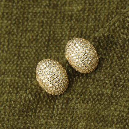 Golden Glory Crystals Stud Earrings