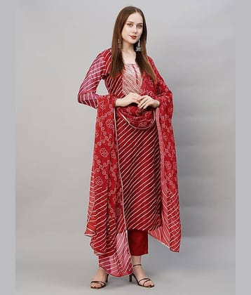 Royal Export Chanderi Printed Kurti With Pants Women's Stitched Salwar Suit - Blue ( Pack of 1 )