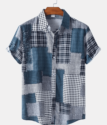 BEAUE Poly Cotton Regular Fit Printed Half Sleeves Men's Casual Shirt - Blue ( Pack of 1 )