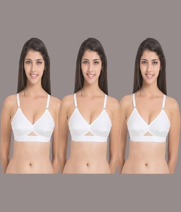 Desiprime Pack of 3 Cotton Non Padded Women's Everyday Bra ( White )