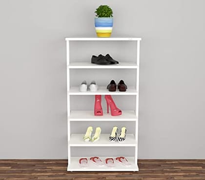 DAS Néstor Engineered Wood 6 Tier Shoe Rack Organizer Frosty White Finish