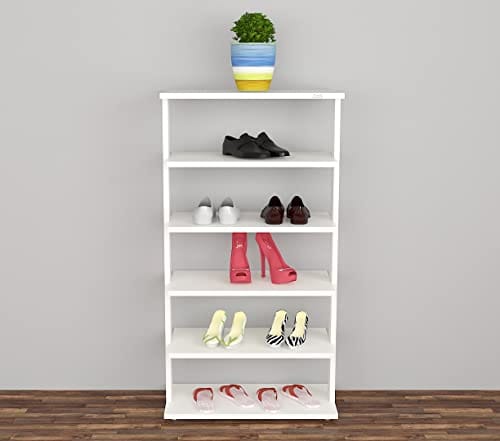 DAS Néstor Engineered Wood 6 Tier Shoe Rack Organizer Frosty White Finish