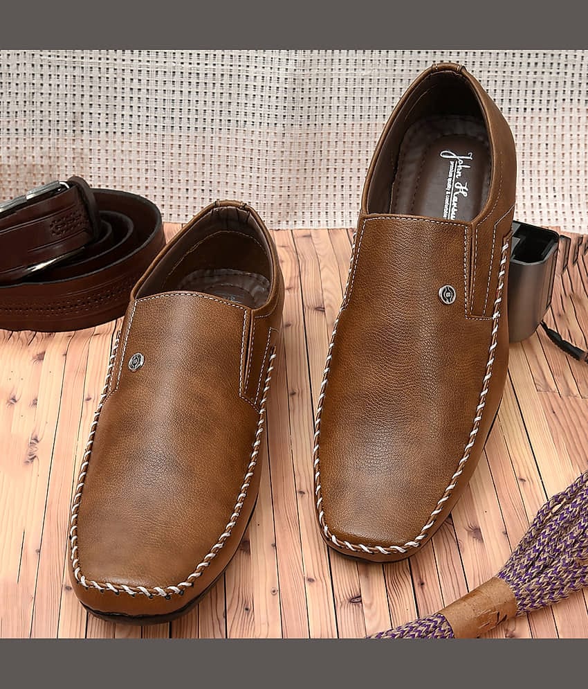 John Karsun Tan Men's Slip On Formal Shoes