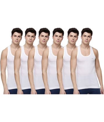Dollar lehar Pack of 6 Cotton Sleeveless vest For Men ( White )