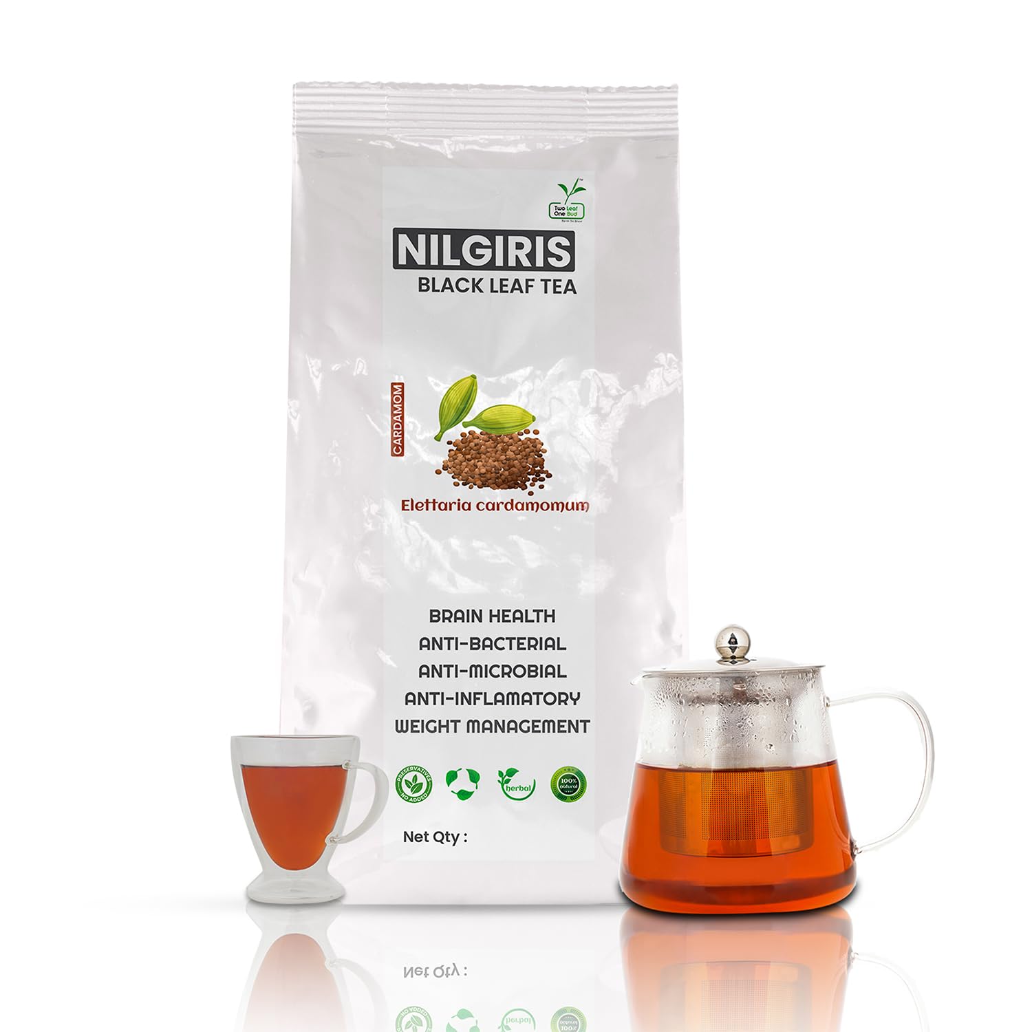 Two Leaf One Bud Nilgris Black Leaf Tea - Cardamom 100 Gms