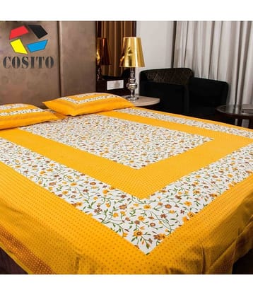 Cosito Cotton 1 Double Bedsheet with 2 Pillow Covers ( Yellow )